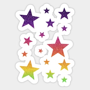 Bright Rainbow Ombre Faux Glitter Stars Sticker